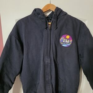 Navy Women's Puffer Jacket with Patch